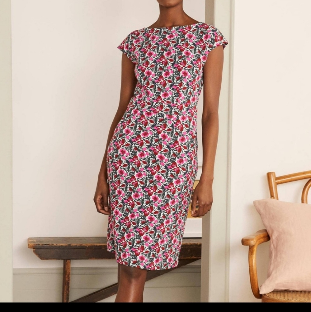 Boden Florrie Jersey Dress - Pink and Green